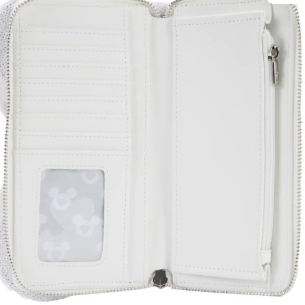 Loungefly White Sequin Minnie Bow Zip-Around Wallet - Picture 2 of 4
